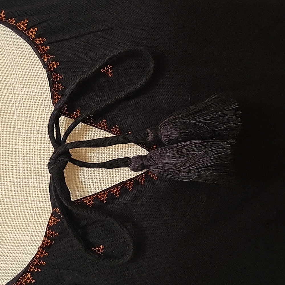 Madewell | Black Embroidered Signal Dress with Orange Stitching in size Small - Picture 3 of 11